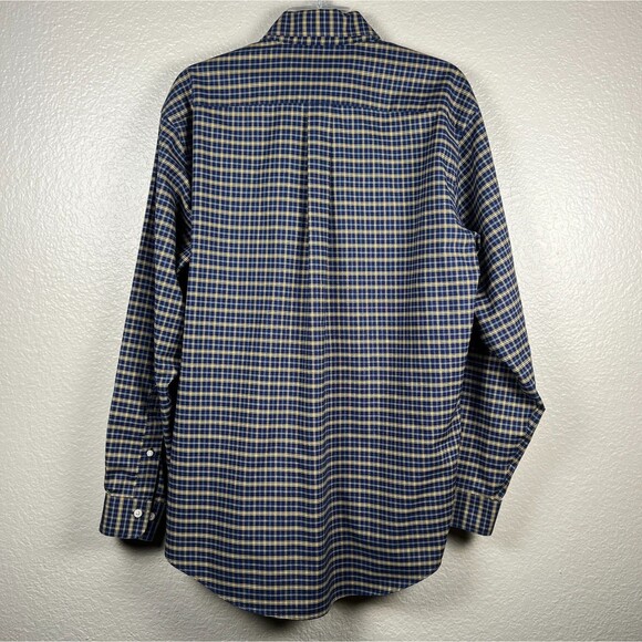 Brooks Brothers Supima Cotton Casual Shirt Blue Check Long-Sleeve Button-Down - Picture 3 of 13